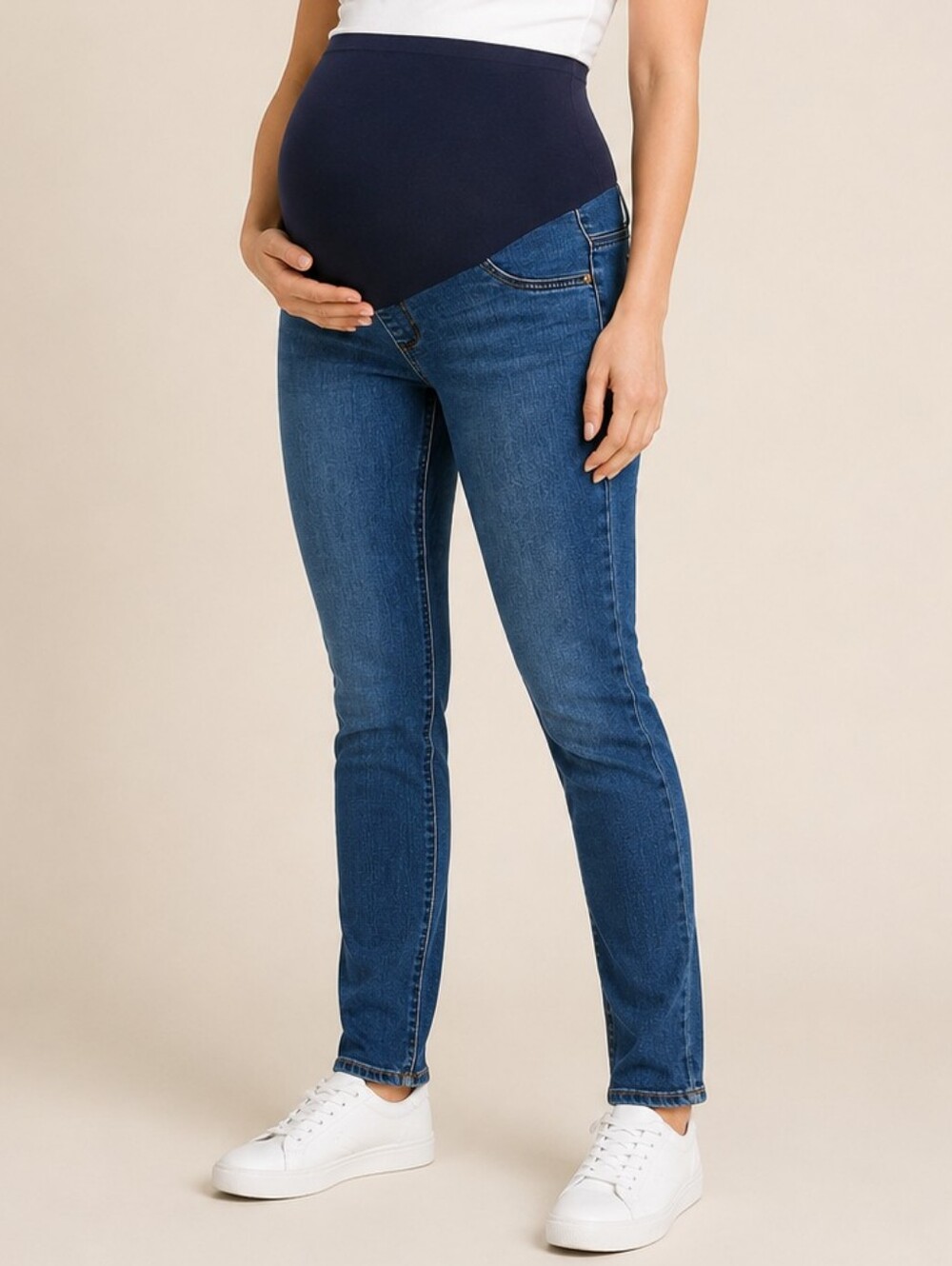 Indigo Blue Over the Belly Skinny Maternity Jeans Medium Wash Womens Size Medium